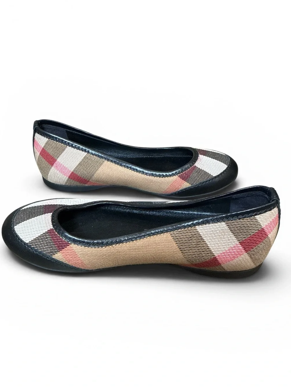 Burberry Girl's Size 30 Check Patterned Round Toe Ballet Flats NWT Made in Italy